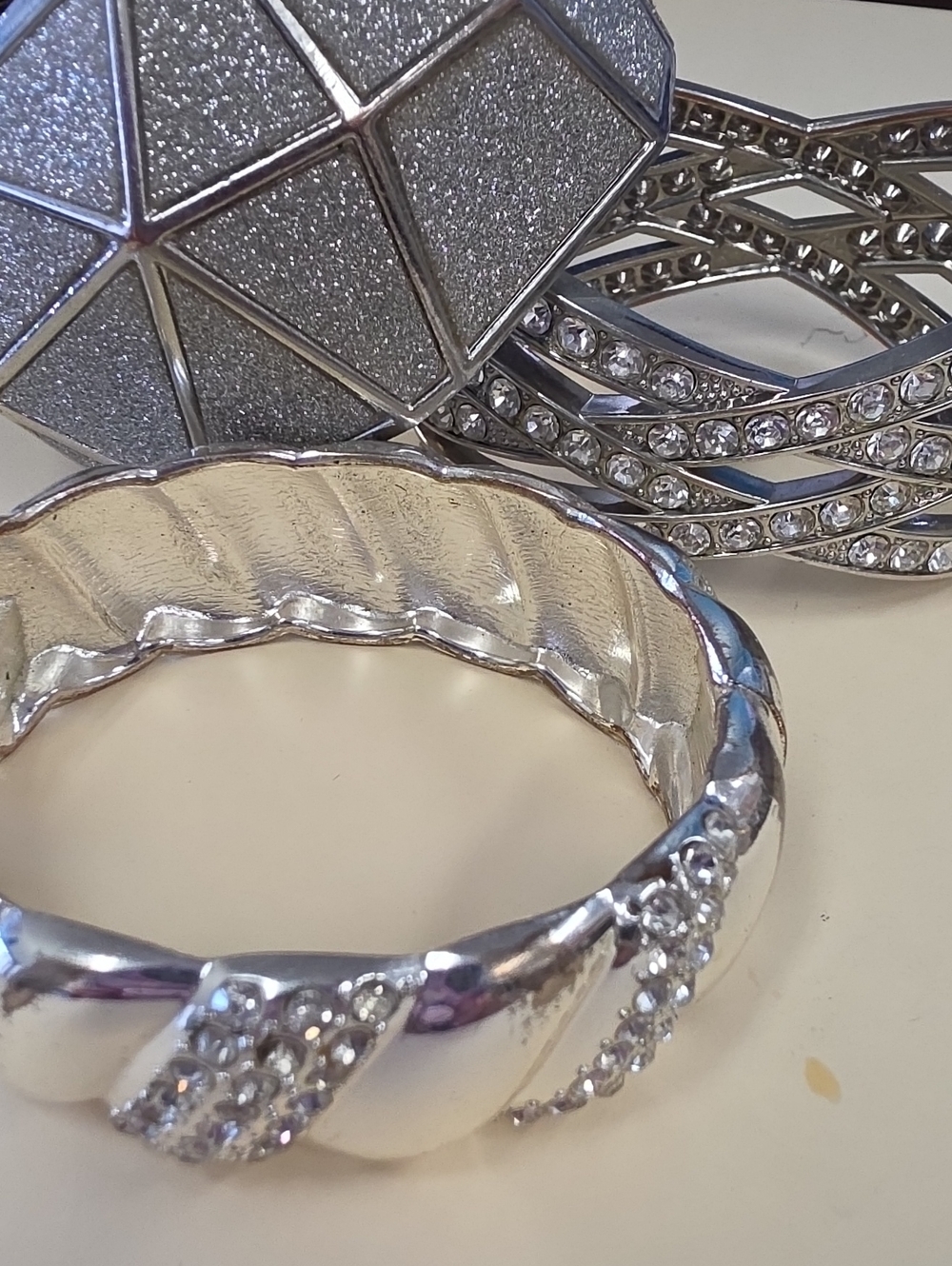 Silver-Tone Crystal Bracelet Set - Women Jewelry